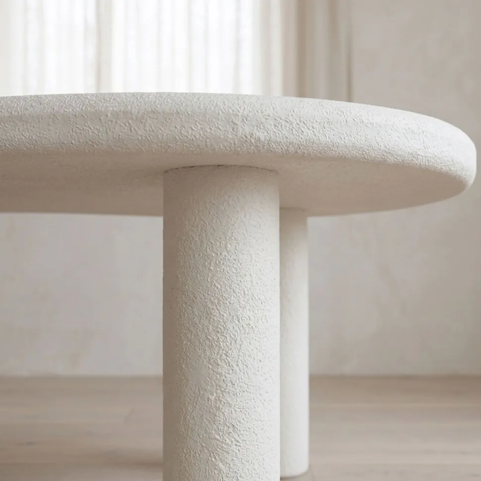 Table à manger forme nuage asymétrique L180cm VALDO Blanc minéral texturé