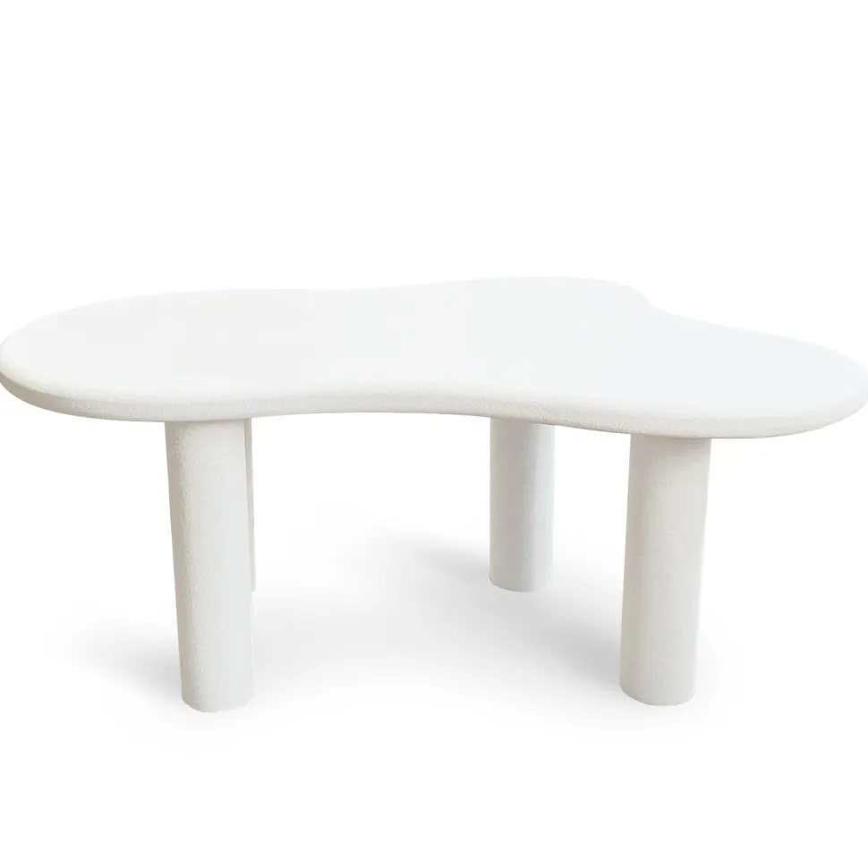 Table à manger forme nuage asymétrique L180cm VALDO Blanc minéral texturé