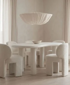 Table à manger forme nuage asymétrique L180cm VALDO Blanc minéral texturé