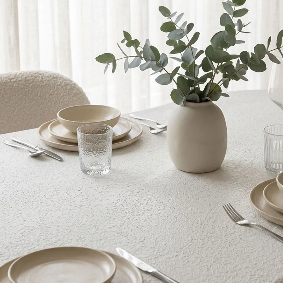 Table à manger forme nuage asymétrique L180cm VALDO Blanc minéral texturé