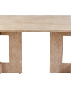 Table à manger rectangulaire Roselia 90x180cm Effet travertin Beige