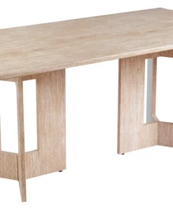 Table à manger rectangulaire Roselia 90x180cm Effet travertin Beige