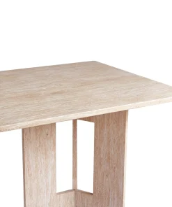 Table à manger rectangulaire Roselia 90x180cm Effet travertin Beige