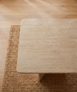 Table à manger rectangulaire Roselia 90x180cm Effet travertin Beige