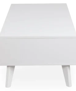 Table basse 2 tiroirs avec cannage Dalgora L120cm Blanc