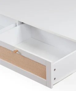 Table basse 2 tiroirs avec cannage Dalgora L120cm Blanc