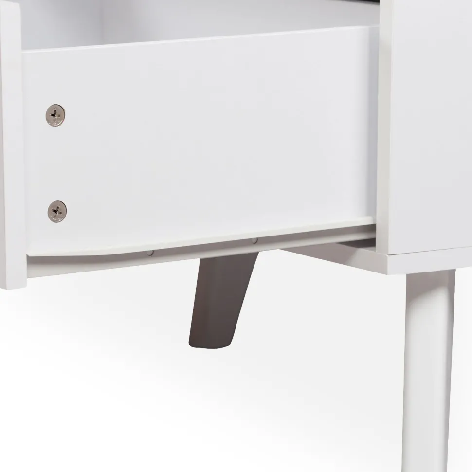 Table basse 2 tiroirs avec cannage Dalgora L120cm Blanc