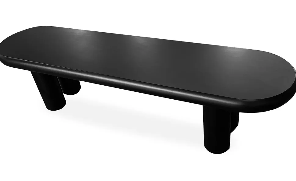 Table basse arrondie 160cm avec pieds colonnes Roady Noir