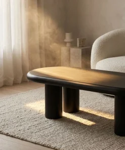 Table basse arrondie 160cm avec pieds colonnes Roady Noir