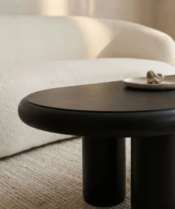 Table basse arrondie 160cm avec pieds colonnes Roady Noir