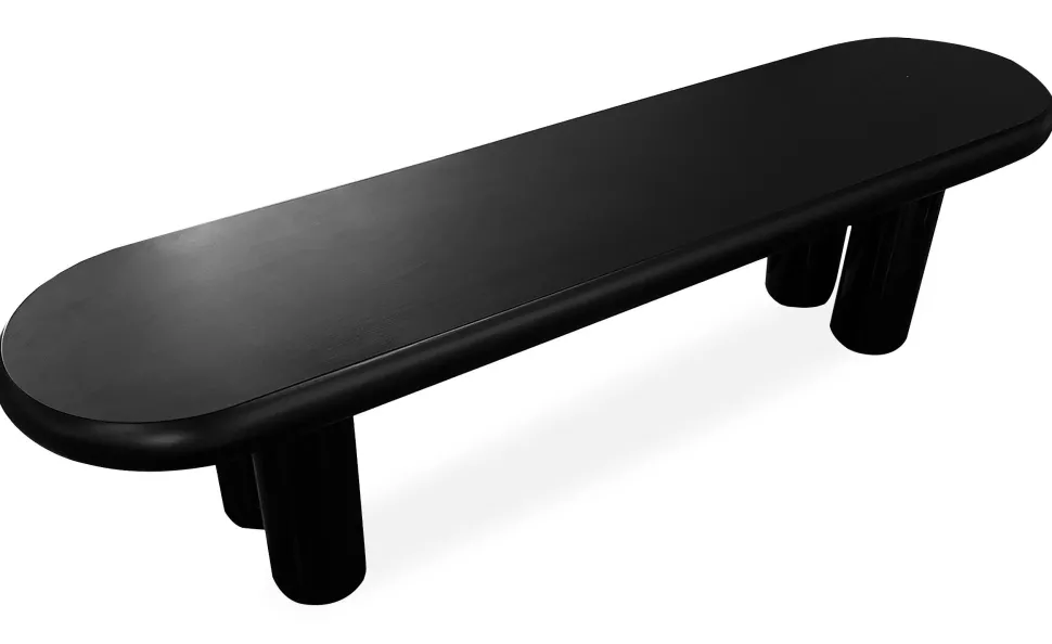 Table basse arrondie 160cm avec pieds colonnes Roady Noir