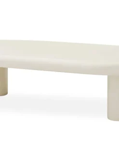 Table basse arrondie 160cm avec pieds colonnes Roady Crème