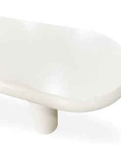 Table basse arrondie 160cm avec pieds colonnes Roady Crème
