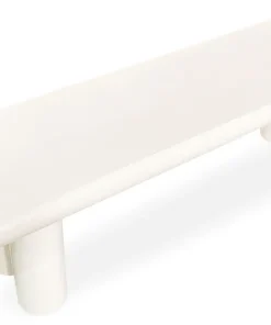 Table basse arrondie 160cm avec pieds colonnes Roady Crème