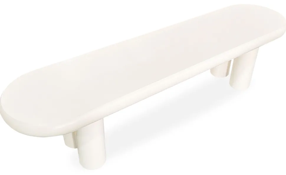 Table basse arrondie 160cm avec pieds colonnes Roady Crème