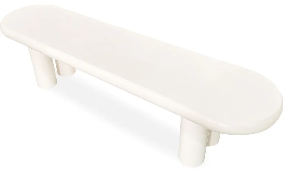 Table basse arrondie 160cm avec pieds colonnes Roady Crème