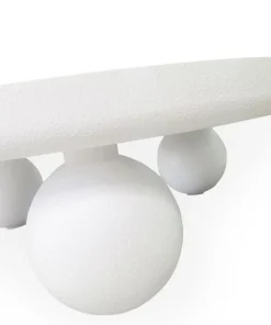 Table basse contemporaine design rond Bonnie L100cm texture minérale Blanc