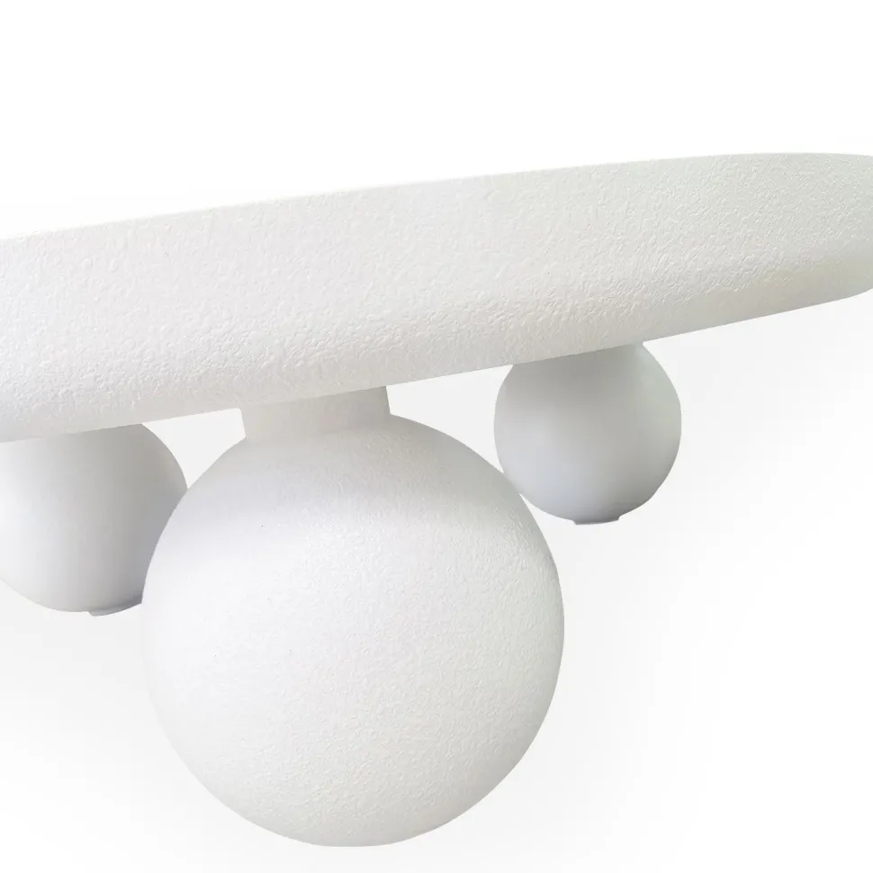 Table basse contemporaine design rond Bonnie L100cm texture minérale Blanc