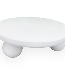 Table basse contemporaine design rond Bonnie L100cm texture minérale Blanc