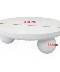 Table basse contemporaine design rond Bonnie L100cm texture minérale Blanc