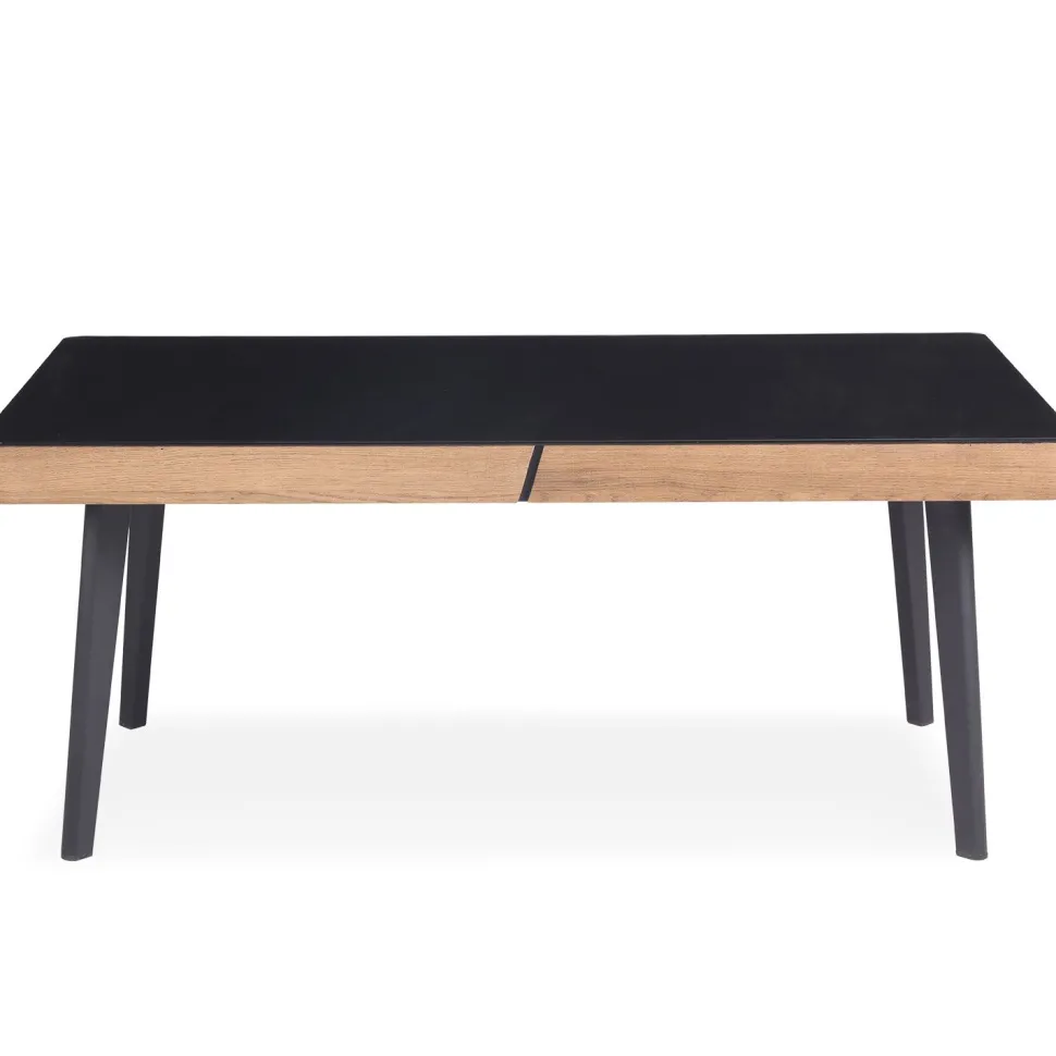 Table basse en bois Darcy avec plateau en Verre Noir