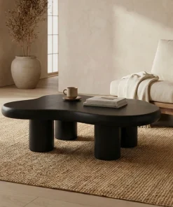 Table basse forme courbes naturelles Valdo 69x100cm Noir