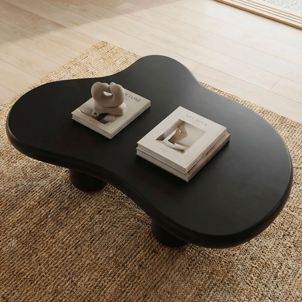 Table basse forme courbes naturelles Valdo 69x100cm Noir
