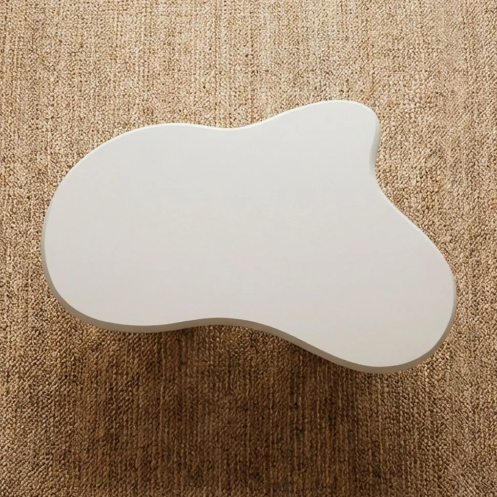 Table basse forme courbes naturelles Valdo 69x100cm Crème