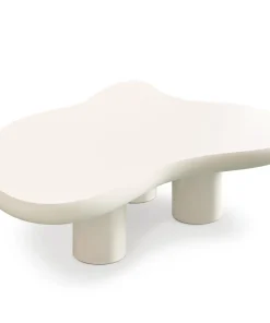 Table basse forme courbes naturelles Valdo 69x100cm Crème