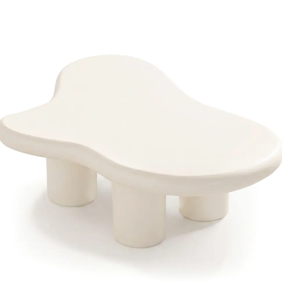 Table basse forme courbes naturelles Valdo 69x100cm Crème