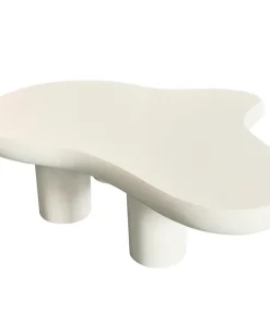 Table basse forme courbes naturelles Valdo 69x100cm Crème