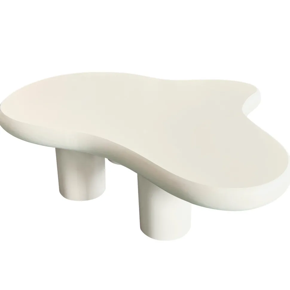 Table basse forme courbes naturelles Valdo 69x100cm Crème