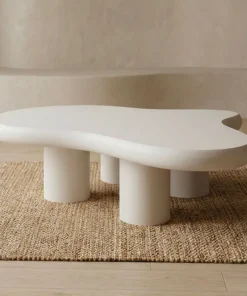 Table basse forme courbes naturelles Valdo 69x100cm Crème