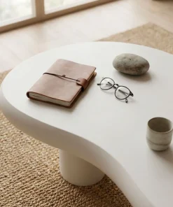 Table basse forme courbes naturelles Valdo 69x100cm Crème