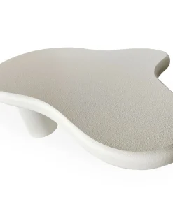 Table basse forme courbes naturelles Valdo 69x100cm Blanc texturé