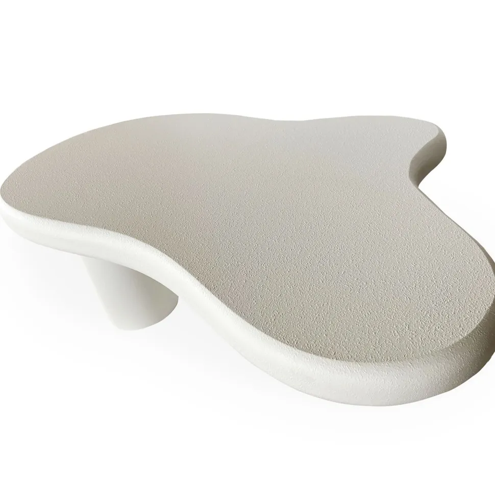 Table basse forme courbes naturelles Valdo 69x100cm Blanc texturé
