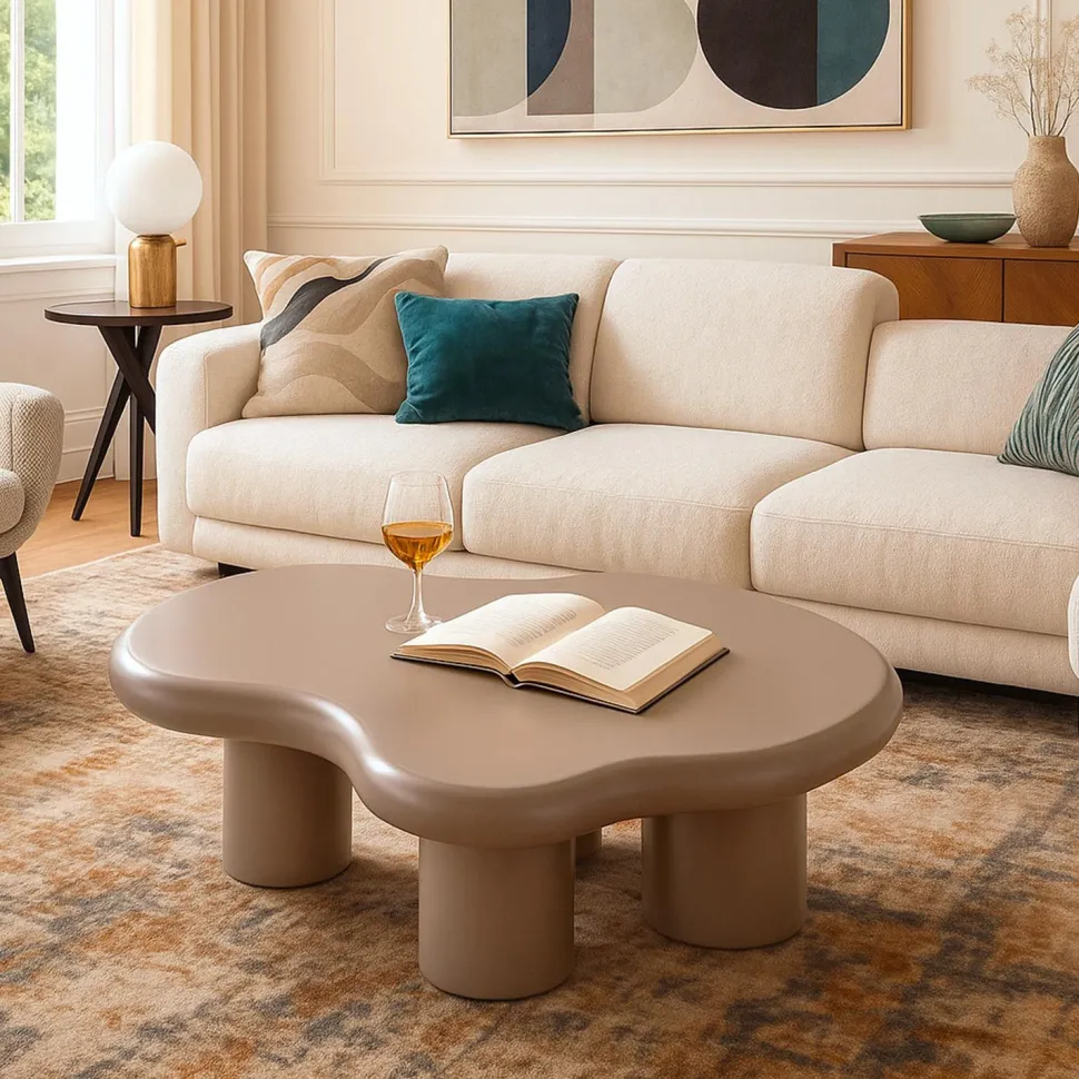 Table basse forme nuage Valdo 69x100cm Taupe
