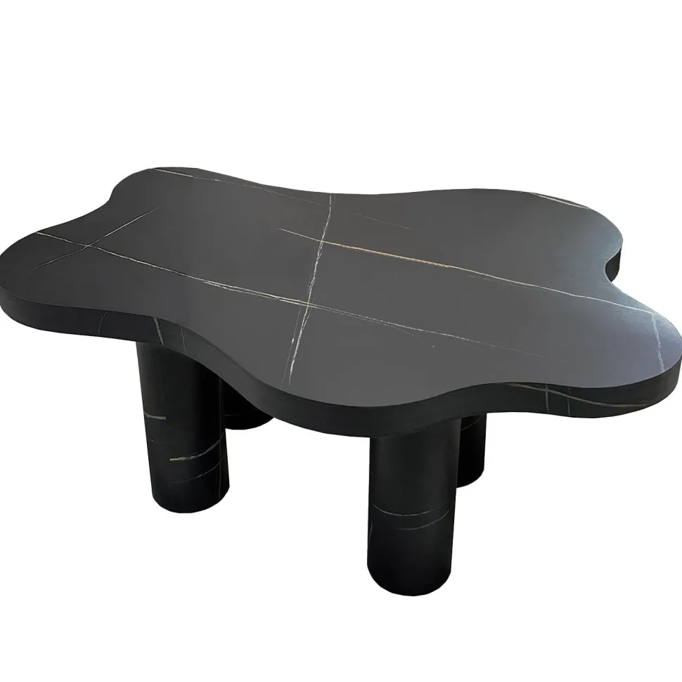 Table basse forme nuage 69x100cm Lagoon Effet Marbre Noir