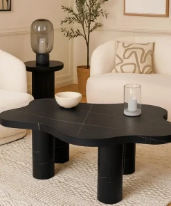 Table basse forme nuage 69x100cm Lagoon Effet Marbre Noir