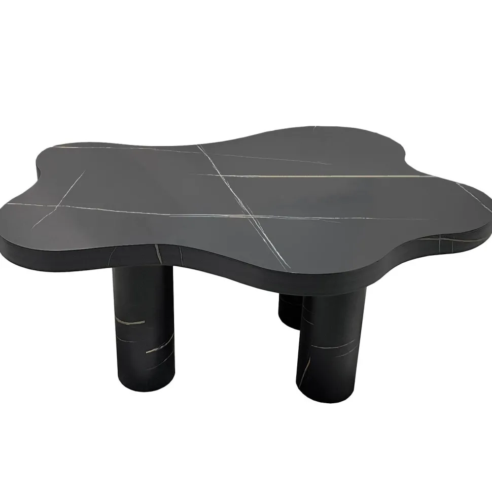 Table basse forme nuage 69x100cm Lagoon Effet Marbre Noir