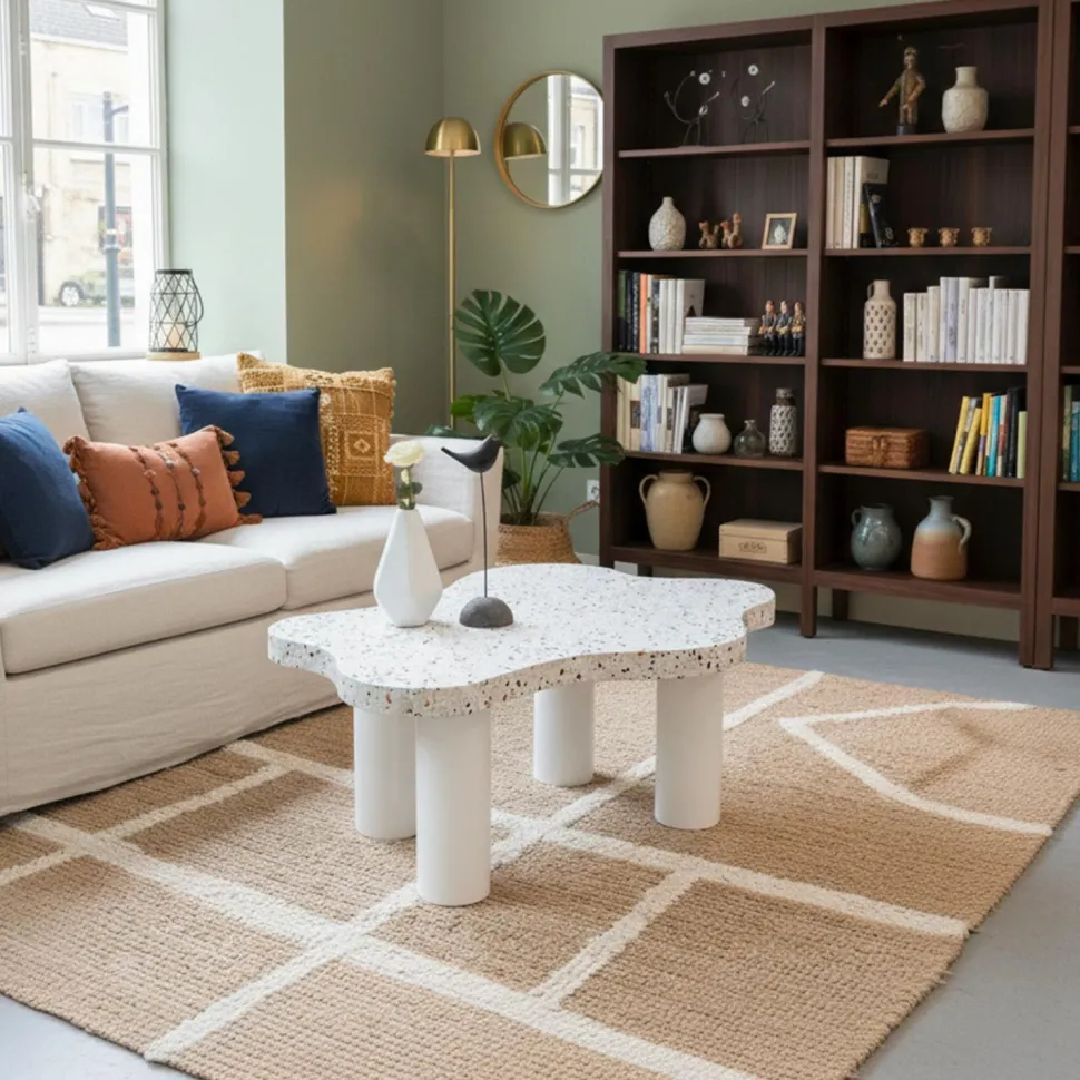 Table basse forme nuage 69x100cm Lagoon Effet Terrazzo
