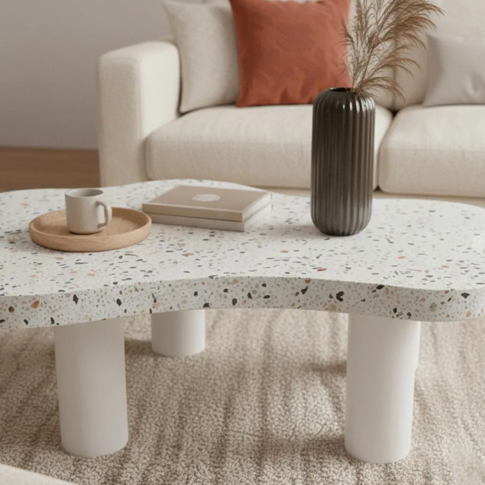 Table basse forme nuage 69x100cm Lagoon Effet Terrazzo