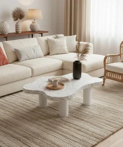 Table basse forme nuage 69x100cm Lagoon Effet Terrazzo