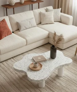 Table basse forme nuage 69x100cm Lagoon Effet Terrazzo