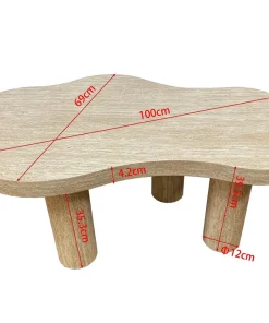 Table basse forme nuage 69x100cm Lagoon Effet Travertin Beige