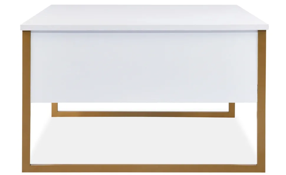 Table basse moderne Valmain 60x90cm Blanc et Métal Or