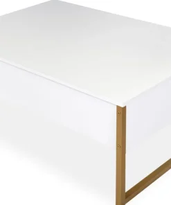 Table basse moderne Valmain 60x90cm Blanc et Métal Or
