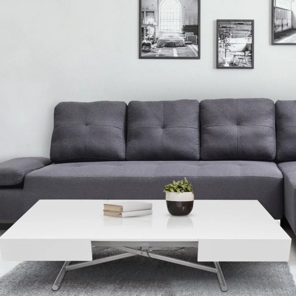 Table basse relevable Sundance Blanc Laqué