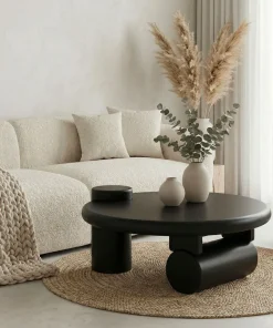 Table basse ronde asymétrique 100cm Yang Noir