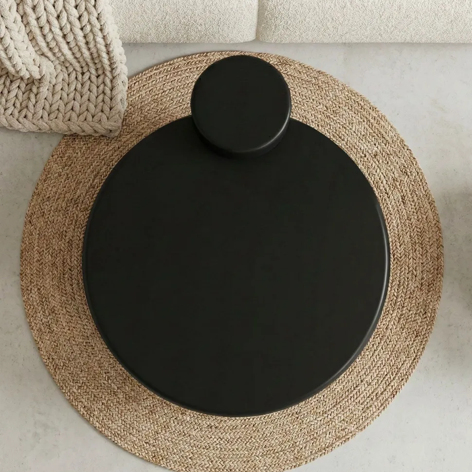 Table basse ronde asymétrique 100cm Yang Noir